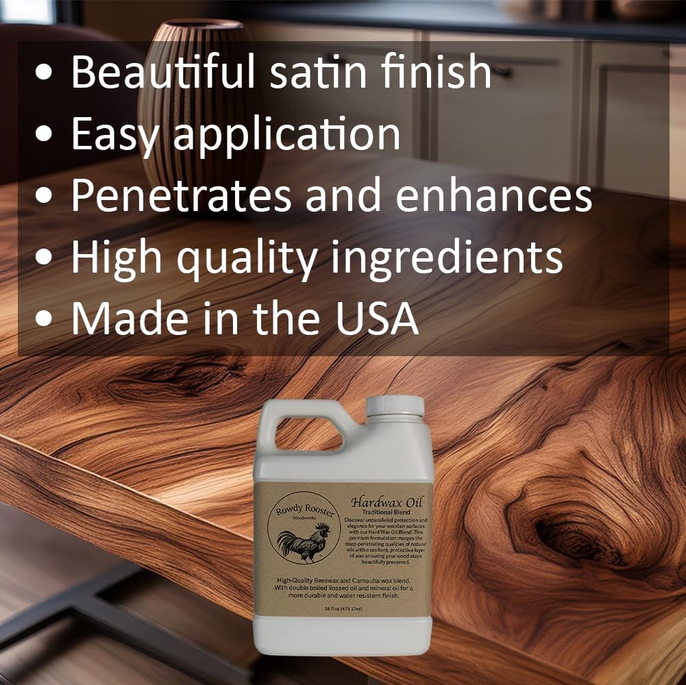 Traditional Hard Wax Oil – Durable Satin Finish 16 Fl Oz (Pack of 1), Amber