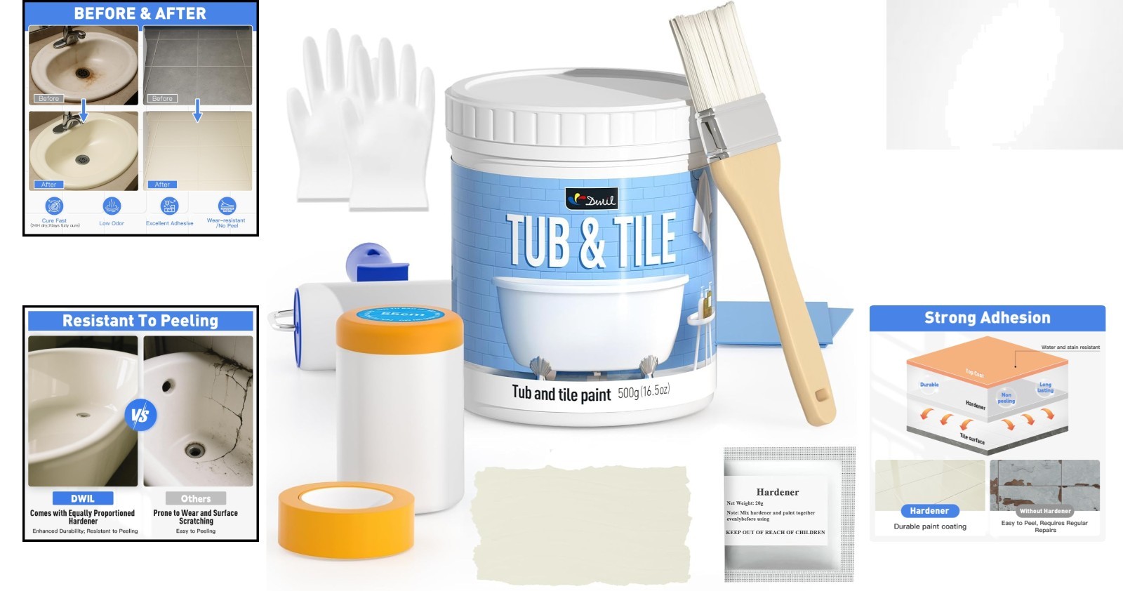 Transform Your Bathroom: All-in-One Tile Refinishing Kit, 25-30 Sq.Ft Coverage