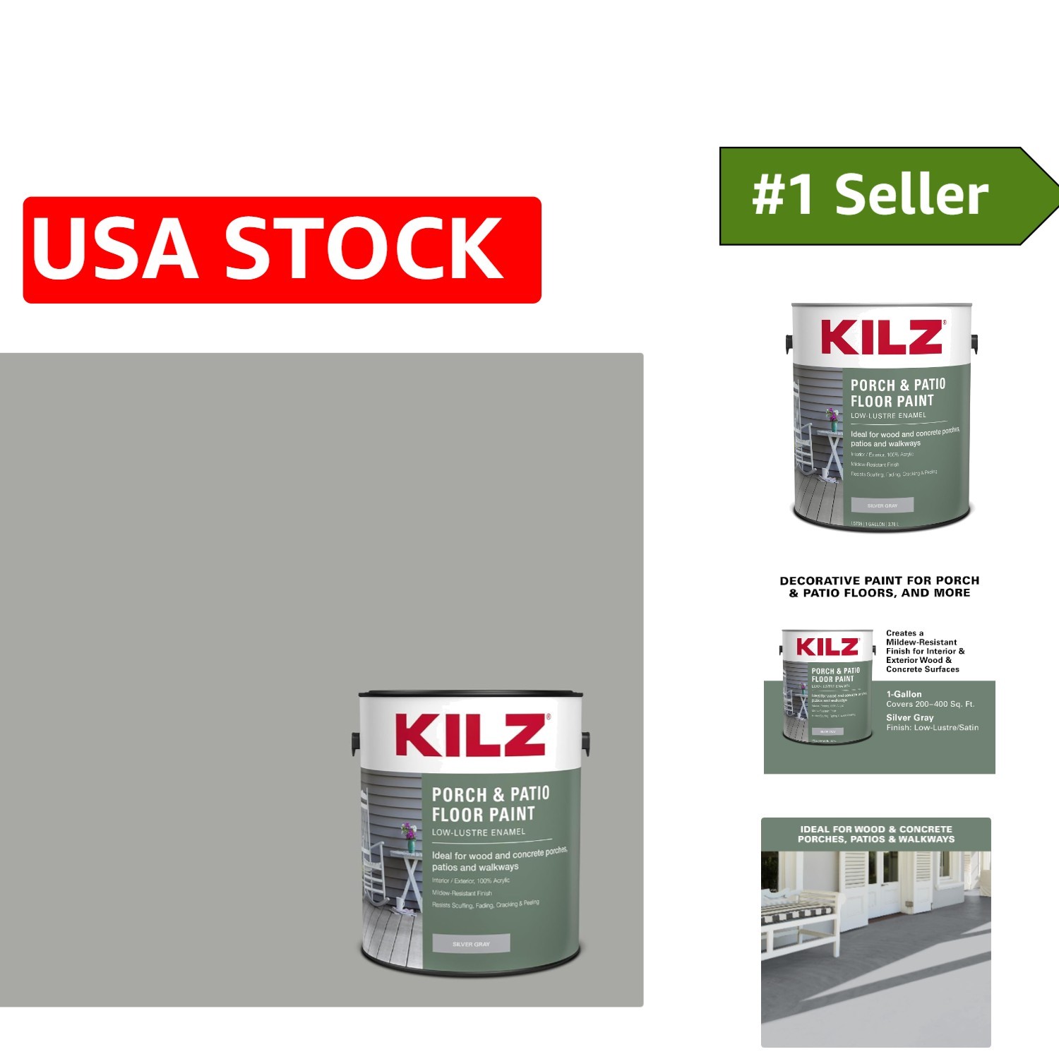 Versatile 1 Gallon Silver Gray Acrylic Latex Floor Paint for Indoor/Outdoor Use