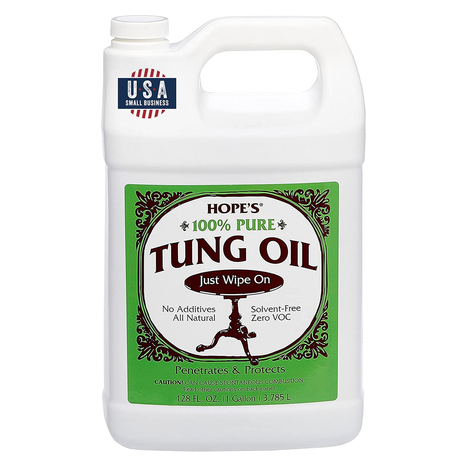 100% Pure Tung Oil, Food Safe, Premium Waterproof Natural Wood Finish 128 Fl Oz