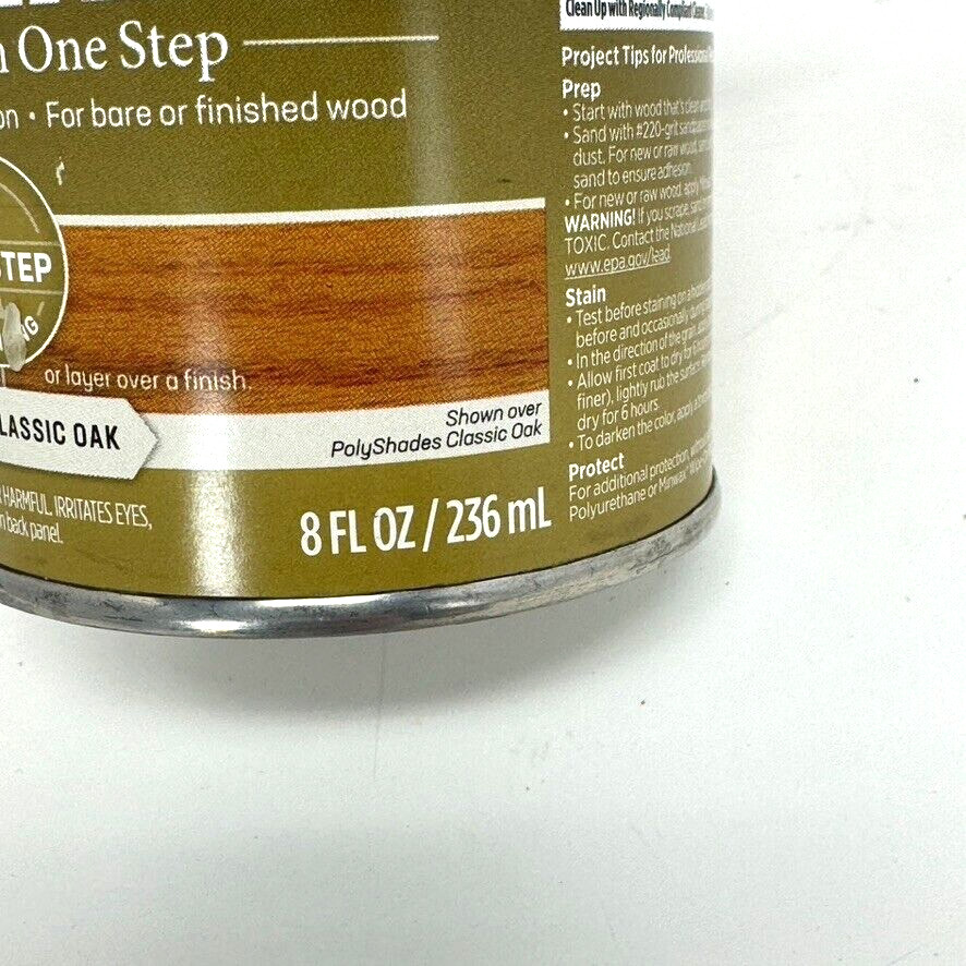 Minwax PolyShades CLASSIC OAK SATIN Premium oil 8oz Wood Stain Poly one step NEW