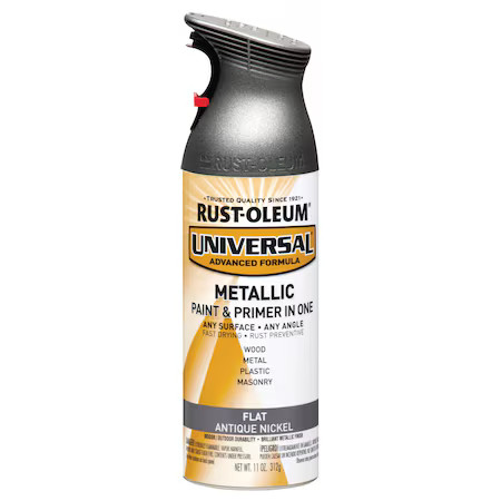 Rust-Oleum 271474 Spray Paint, Antique Nickel, Flat Metallic, Solvent, 11 Oz