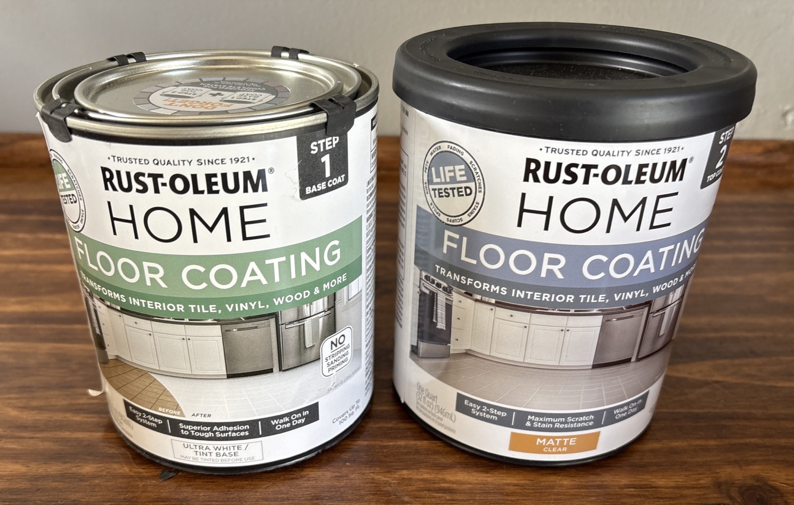 Rust-Oleum Home Floor Coating Ultra White Base Coat and Topcoat Matte NIB