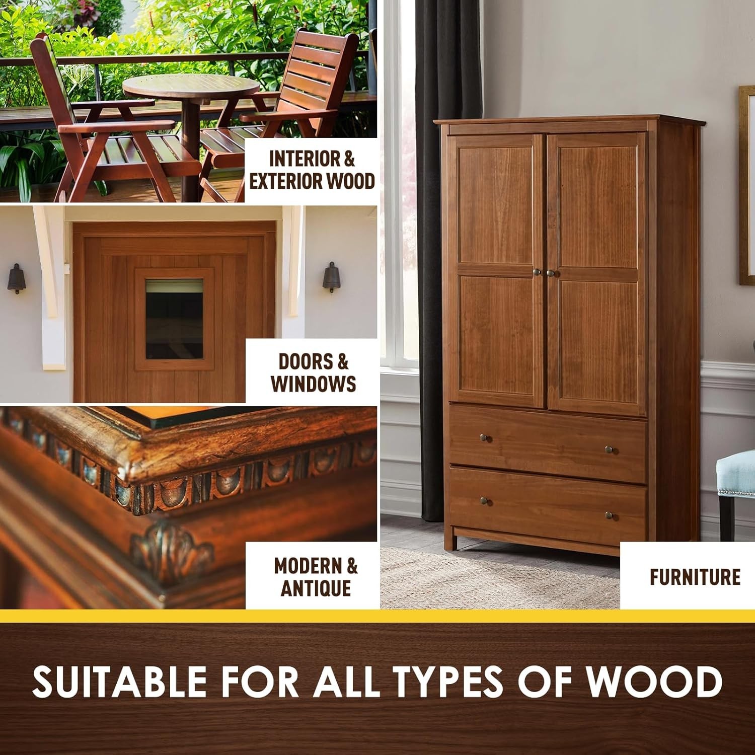 Water Based Wood Stain – Multiple Finishes, Fast Drying, Indoor and Outdoor F…