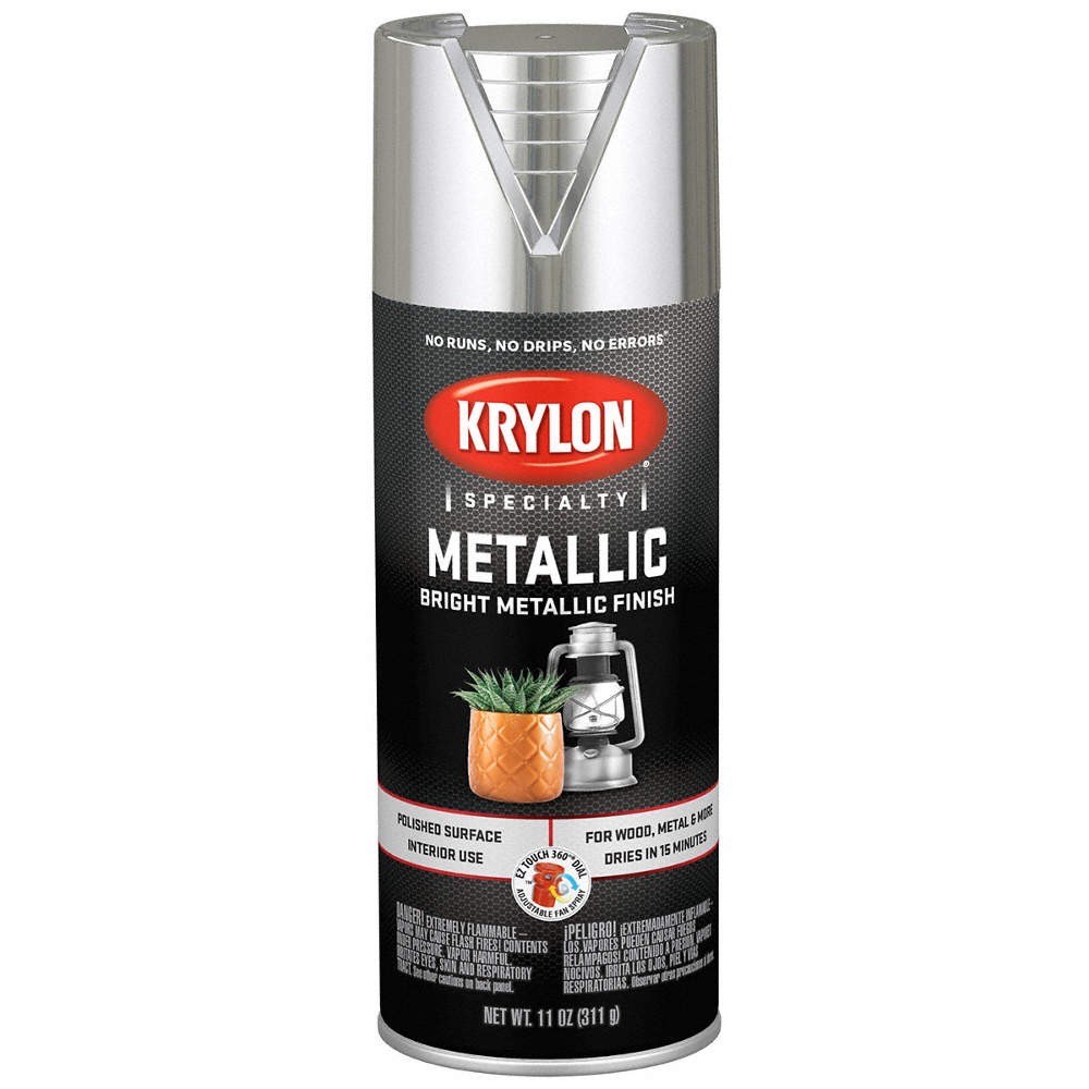KRYLON K01401777 Spray Paint,Bright Silver,11 oz.,15 min. 38EN46