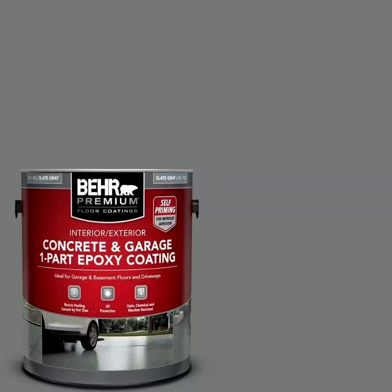 BEHR PREMIUM Concrete & Garage 1 Part Epoxy Coating, Self Priming – 1 Gallon