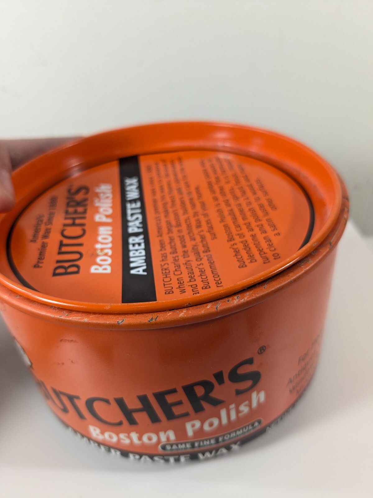 Vintage Butcher’s Wax Boston Polish Amber Paste Wax 16 oz Tin READ