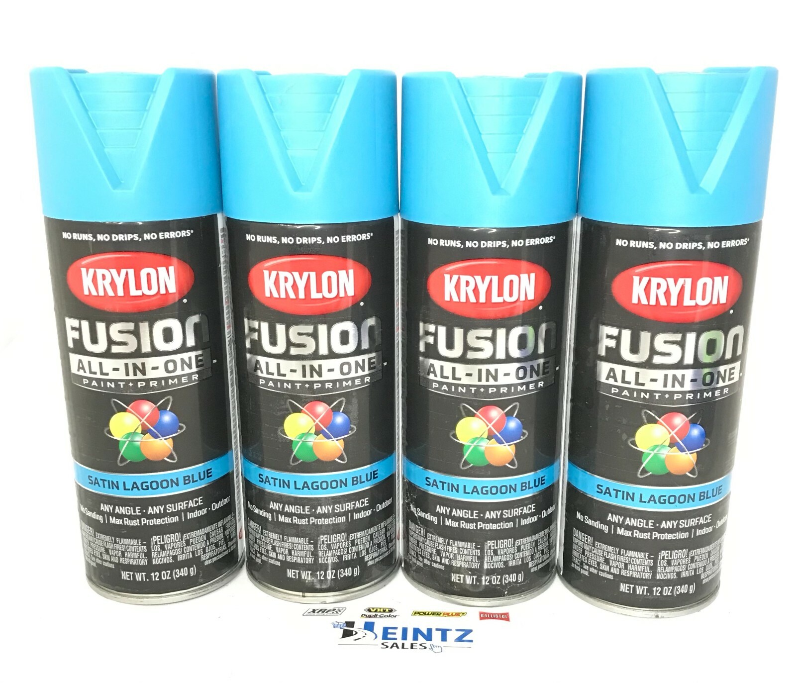 KRYLON 2741-4 PACK SATIN LAGOON BLUE All-In-One Fusion Paint & Primer – No-Peel