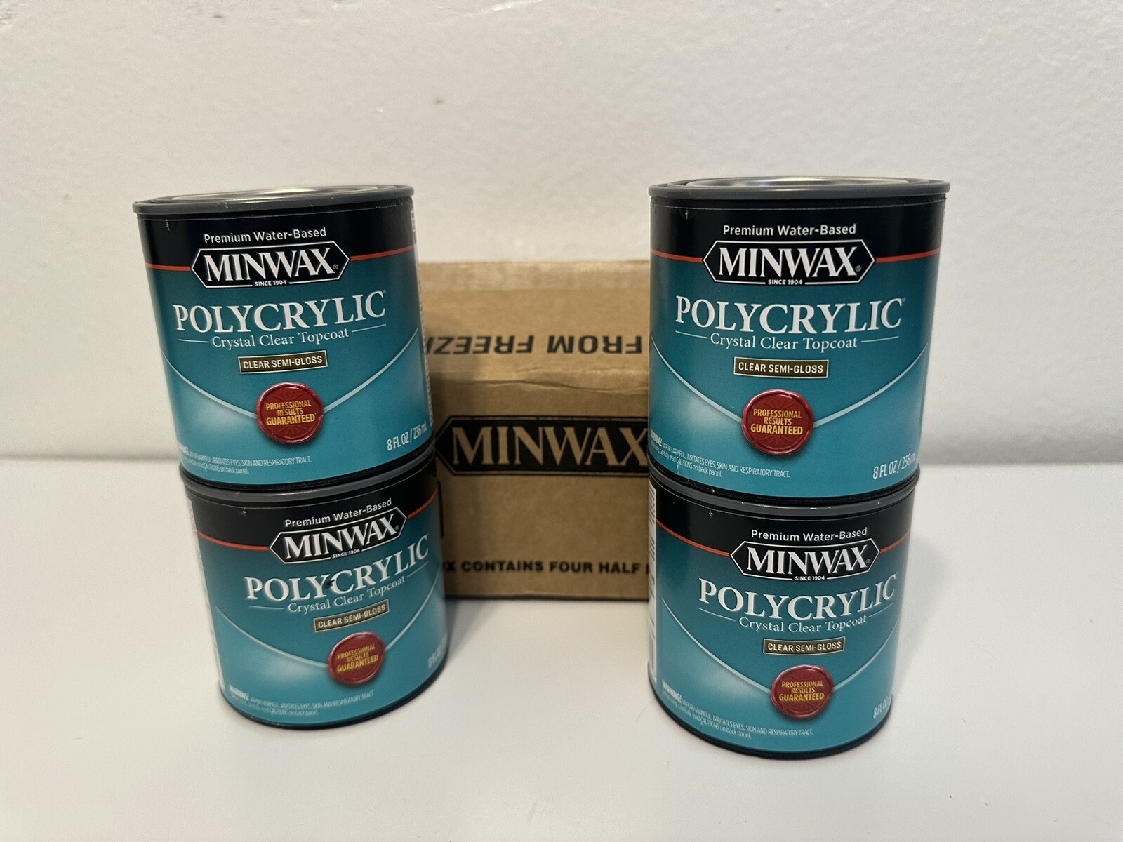 Minwax Polycrylic Crystal Clear Water-Based Polyurethane 8 FL Oz Clear SemiGloss