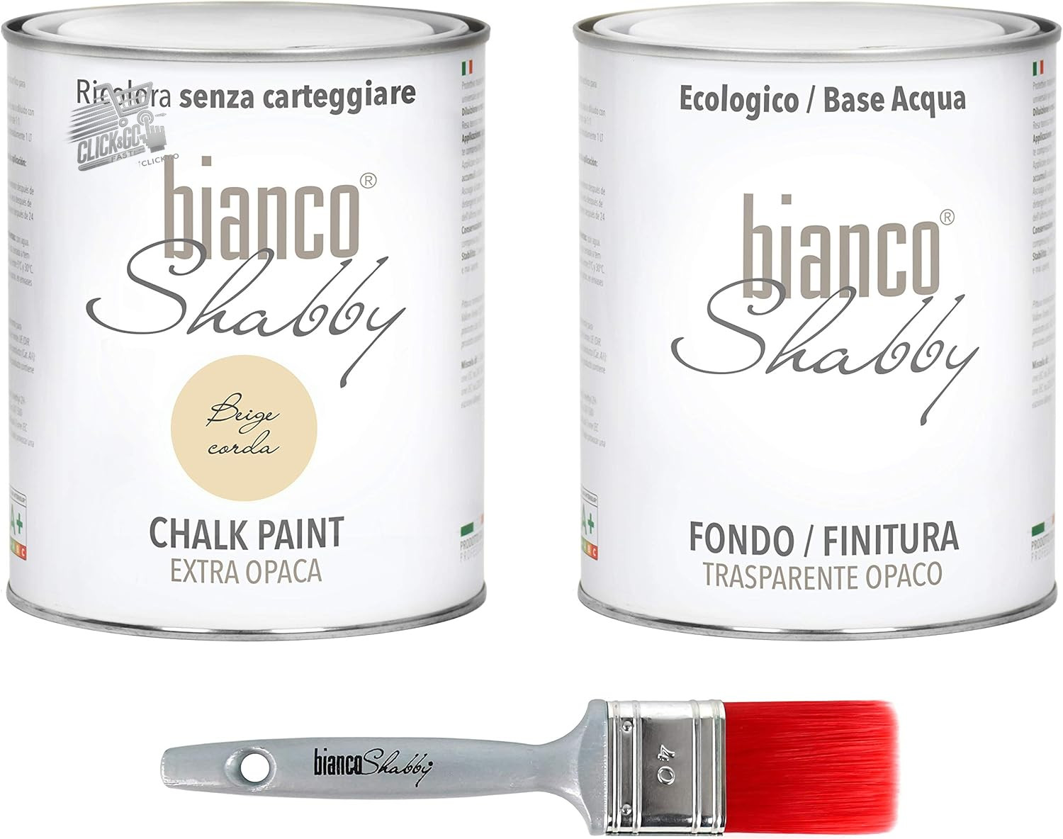 Chalk Paint Shabby Chic Beige Rope 1L Clear Finish Brush