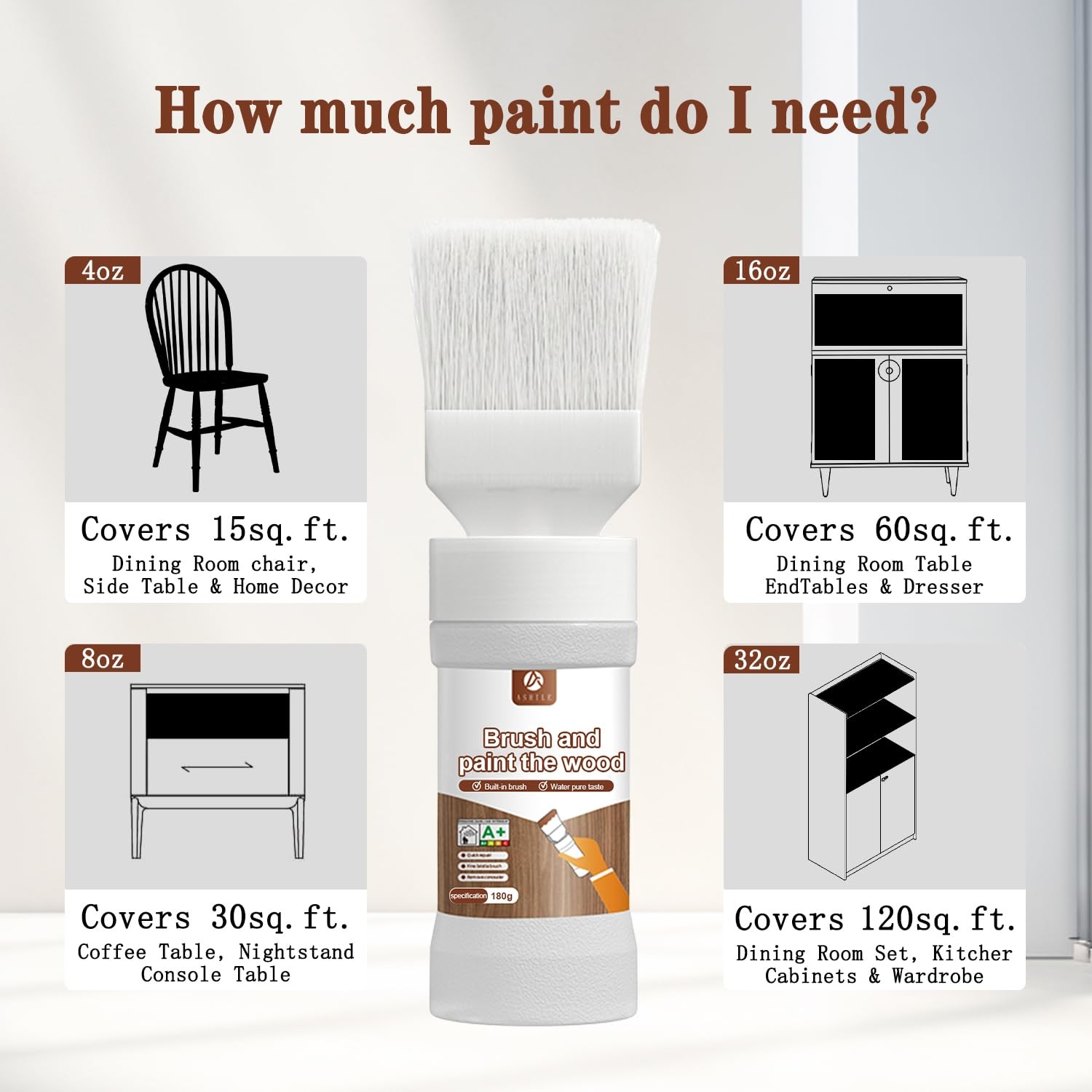 6.35 fl oz Wood Touch-Up Paint for Doors, Cabinets, Furniture & Metal Surfaces