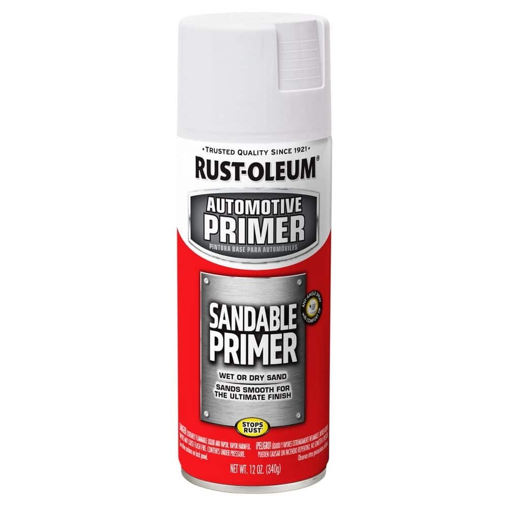 Rust-Oleum 12 oz White Sandable Primer Spray Paint Auto Metal Wood 6-Pack