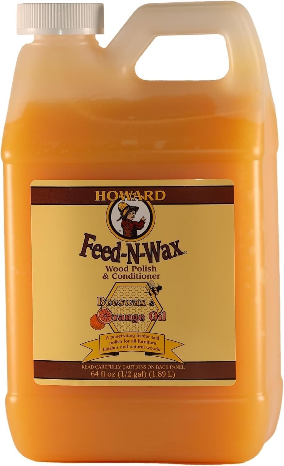 Howard Feed-N-Wax Wood Polish And Conditioner, 64-Oz For Antiques, Dining Tables