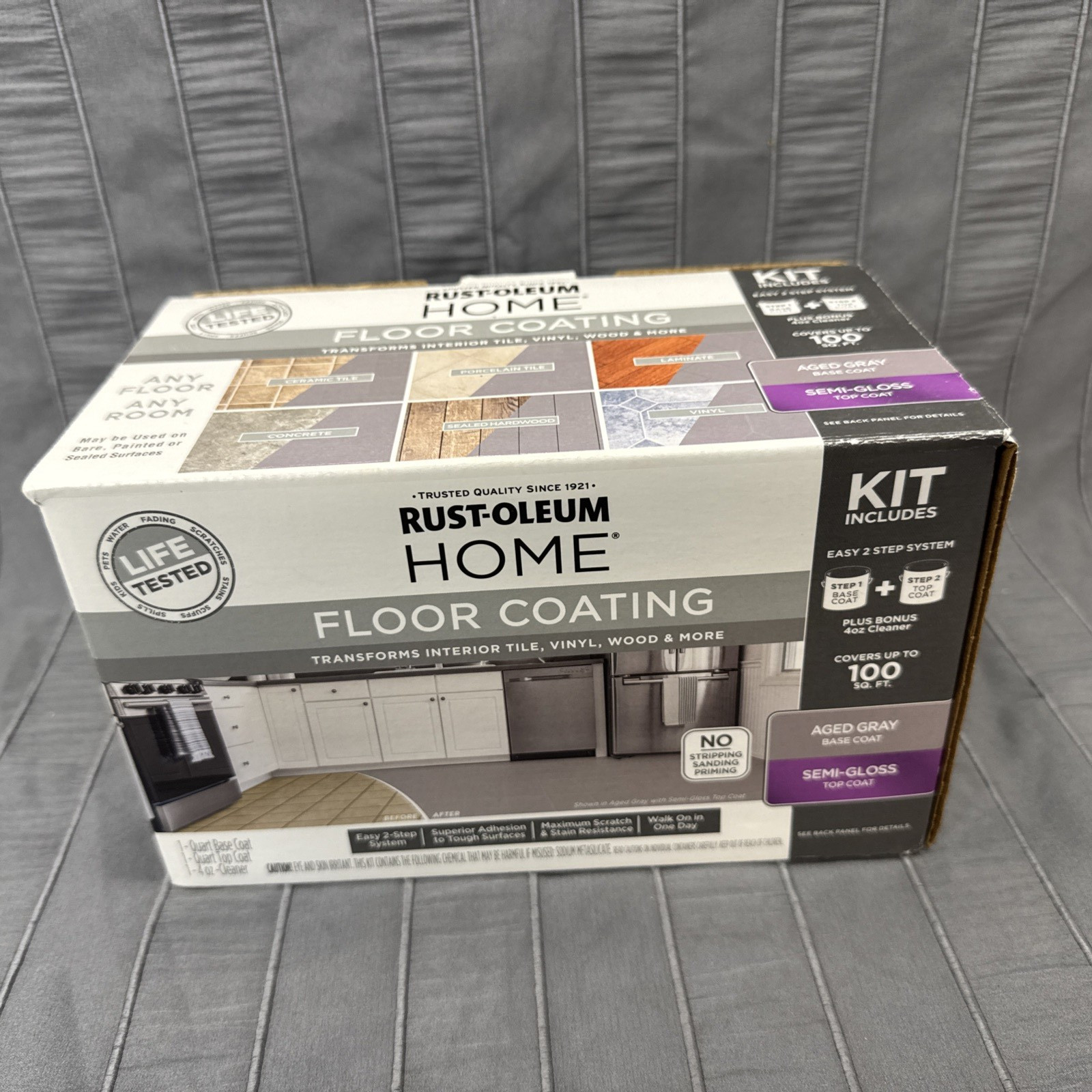 Rust-oleum Home Interior Floor Coating Kit, Aged Gray, Covers 100 SQ FT