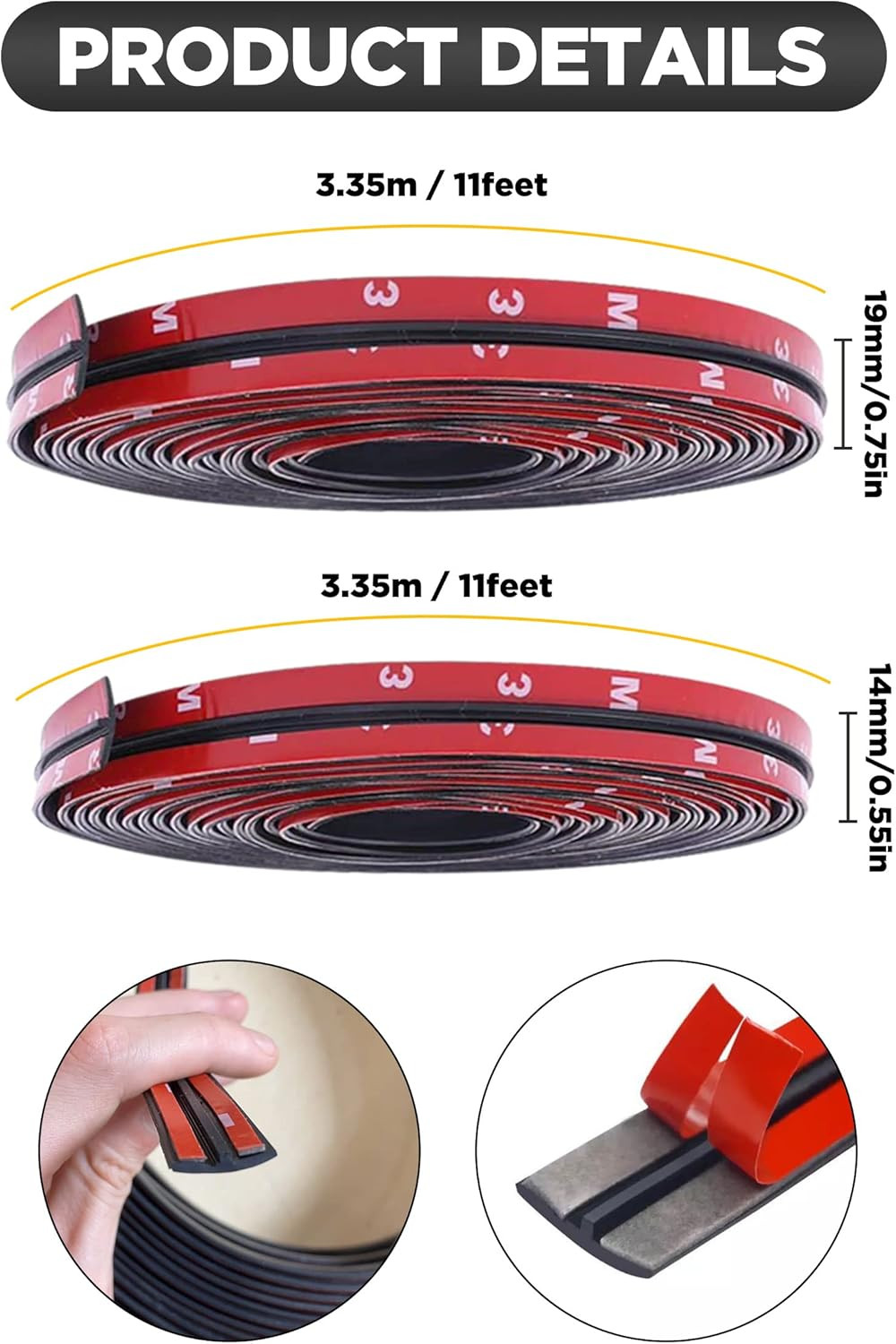 YAKEFLY 2-Piece Windshield Rubber Seal, 22 Ft Weather Stripping T-Shape Sealing