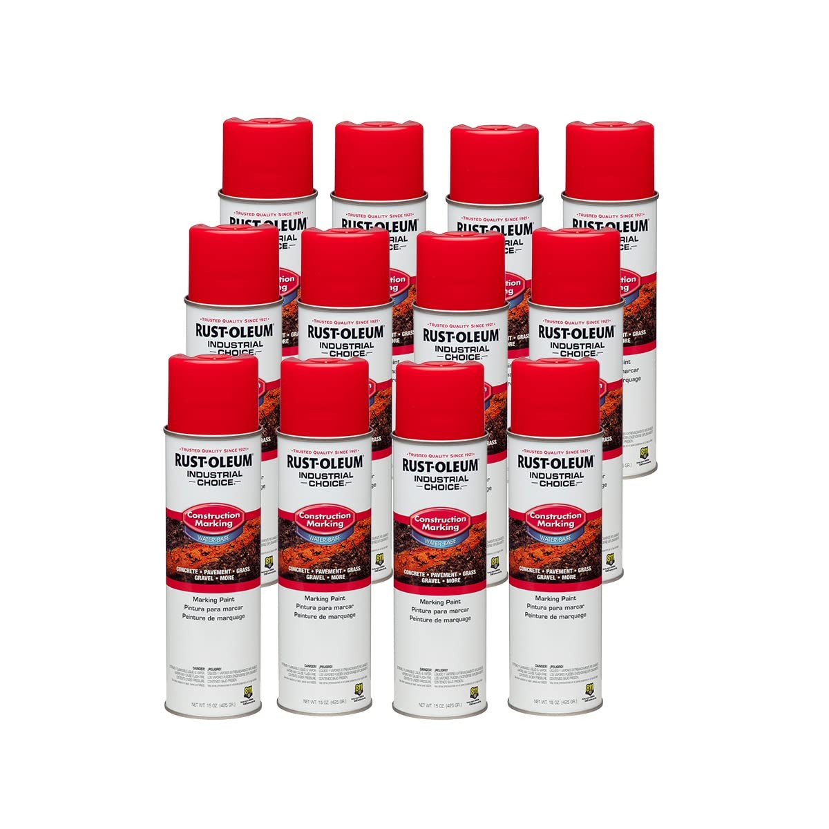 Rust Oleum 15 Ounce Marking Paint Pack Of 12 Safety Red Fast Dry Durable Line