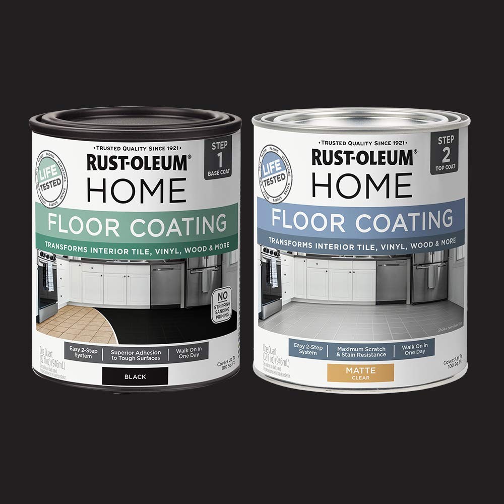 Rust-Oleum 367597 Home Interior Floor Coating 32 Fl Oz (Pack of 2), Black