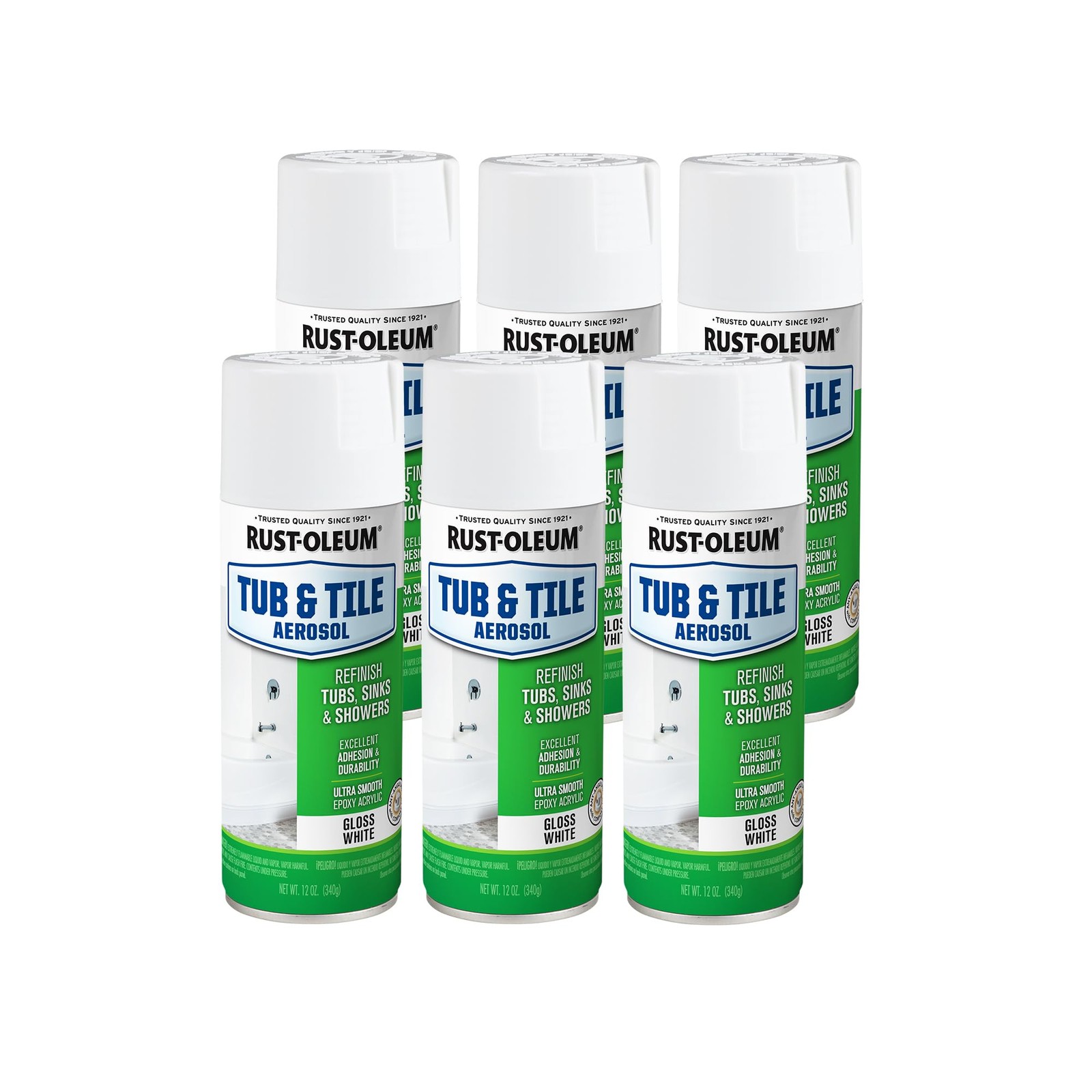 Rust Oleum Tub And Tile Spray Paint 12 Oz Pack Of 6 White Durable Finish