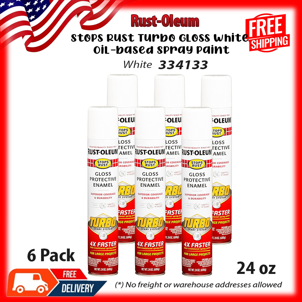 6 Pack Rust Oleum Stops Rust Turbo Spray Paint Gloss White 24 oz Automotive
