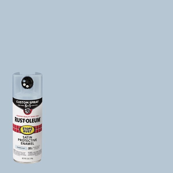 (6)-Rust-Oleum Stop Rust 12 Oz Cust Spray 5 in 1 Satin Spray Paint Peaceful Blue