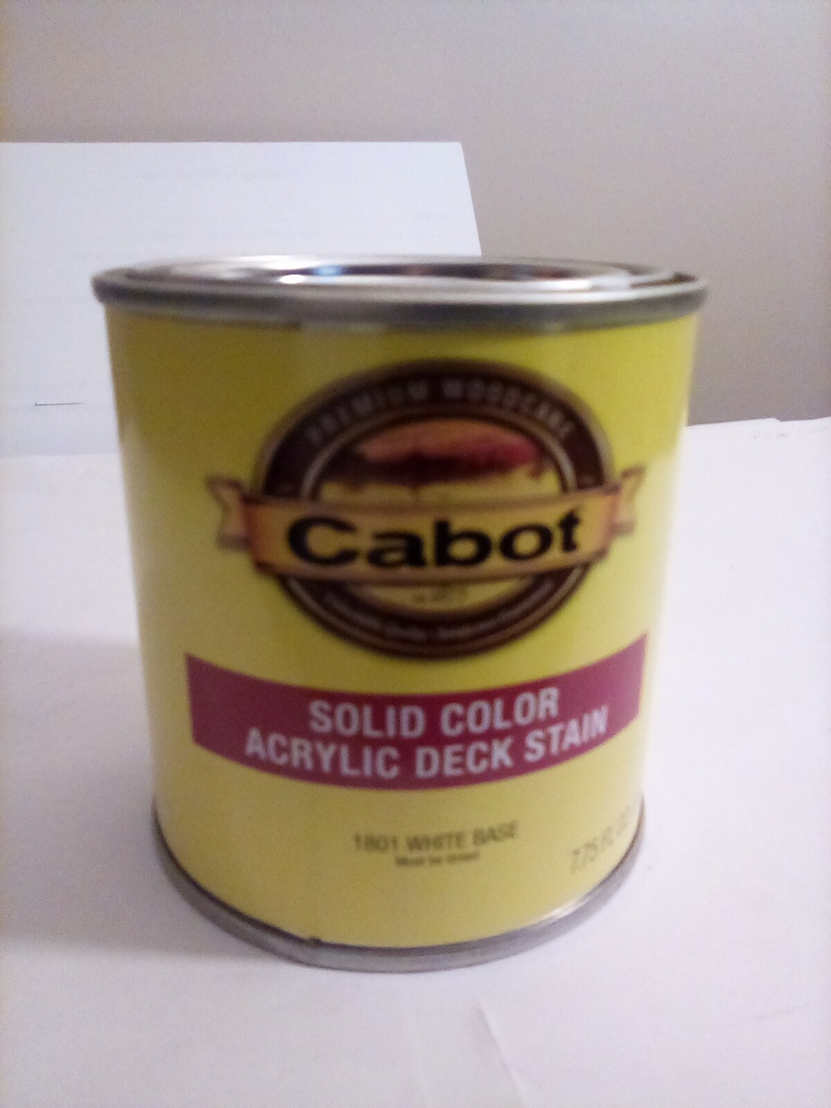 NEW Cabot SOLID COLOR ACRYLIC DECK STAIN 7.75 fl oz 1801 WHITE BASE TINTABLE