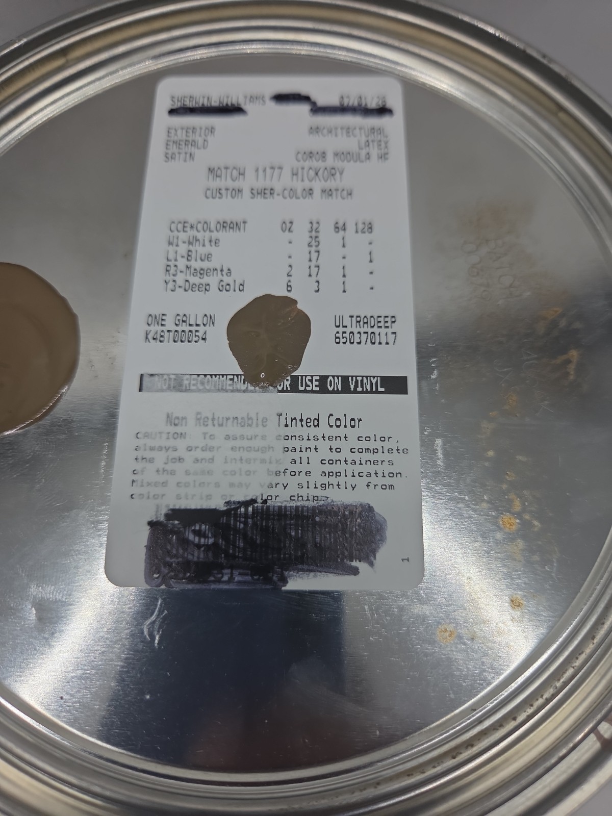 1 Gallon Sherwin Williams Emerald Exterior Satin Color 1177 Hickory