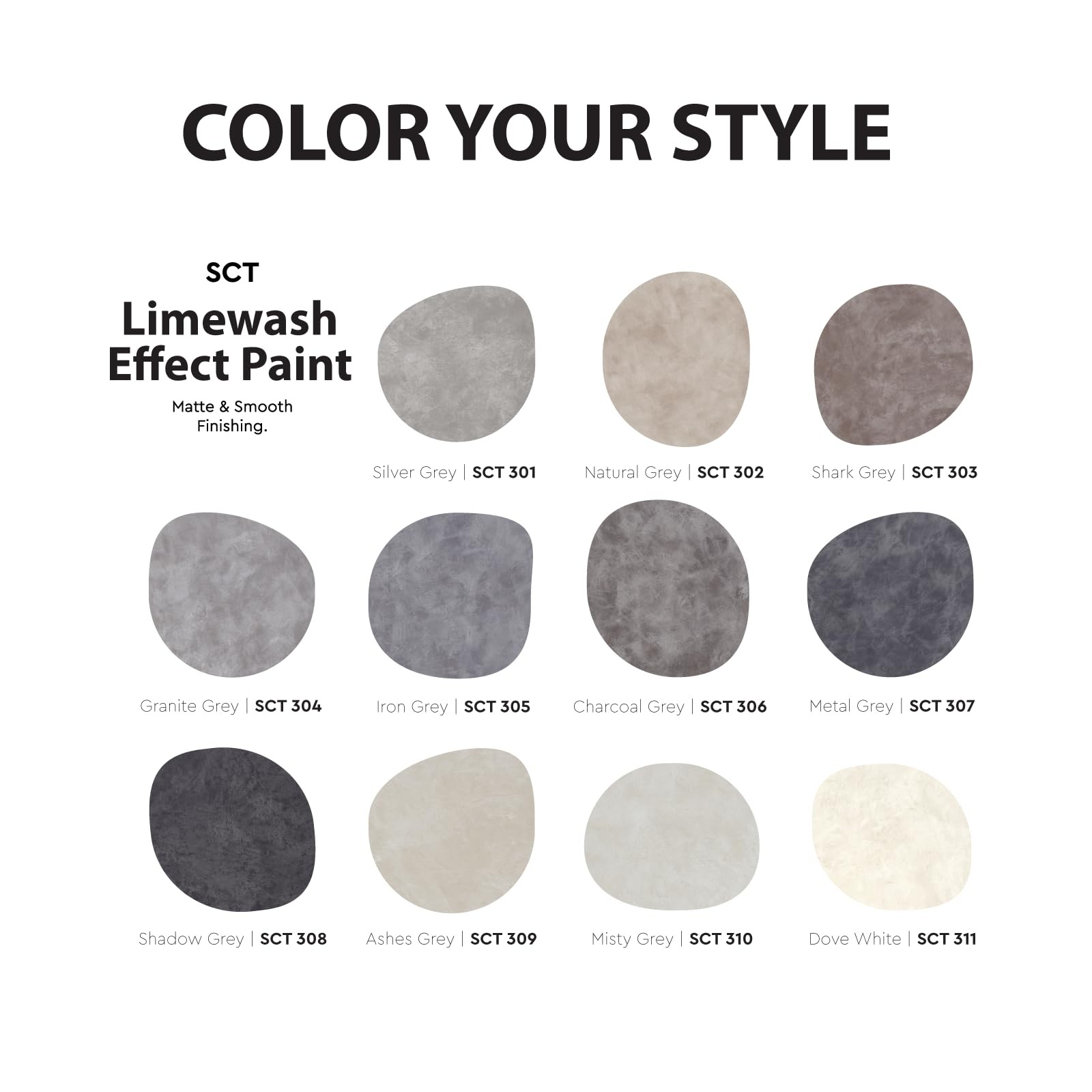 SUZUKA Strato Texture Limewash Effect Matte Wall Paint SCT-311 Dove White