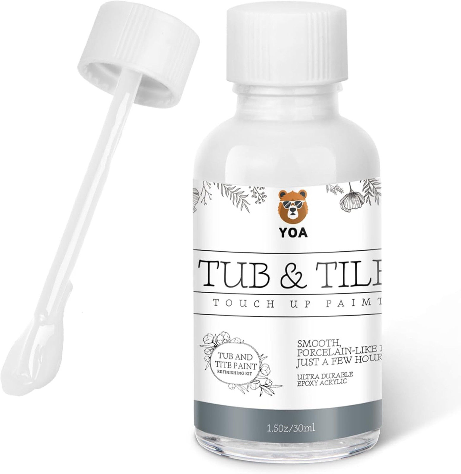 Bathtub Tile Repair Paint White 1.5 oz Ceramic Porcelain Fiberglass Bathroom