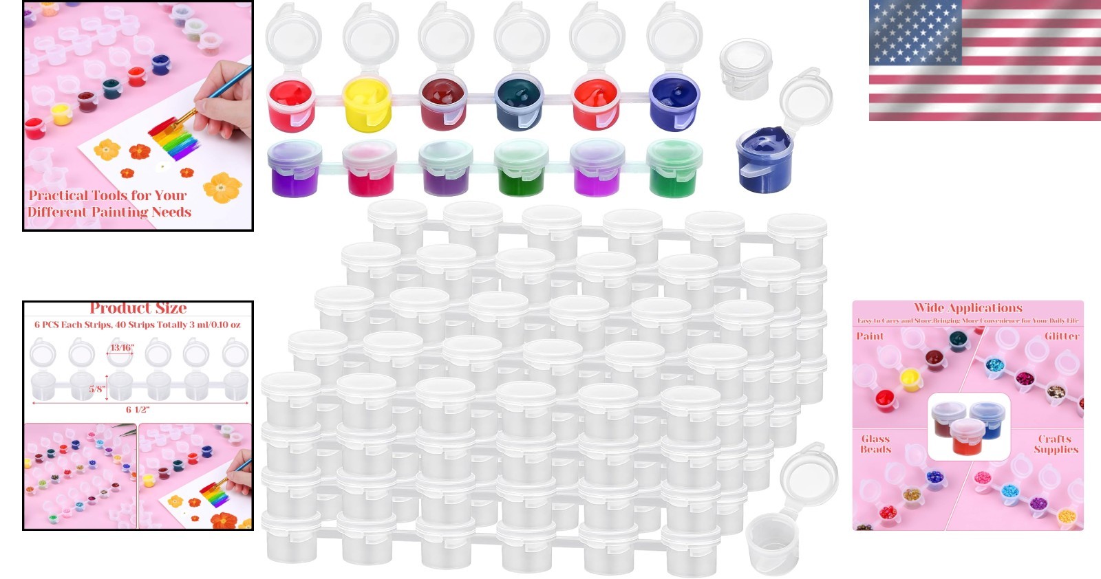 Clear 240-Piece Mini Paint Container Pack – 3ml for Ultimate Craft Organization