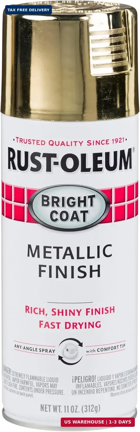 Rust-Oleum 7710830 Stops Rust Bright Coat Metallic Spray Paint, 11 Ounce, Gold,