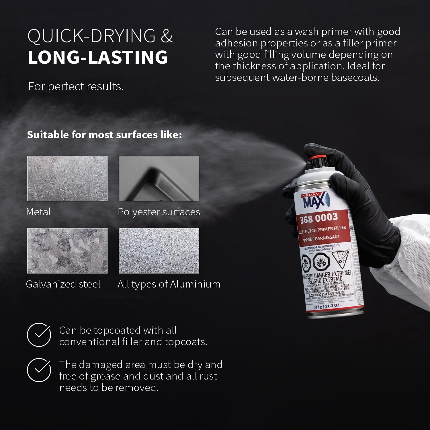 Spray max 1K SELF ETCH PRIMER GRAY (USC-3680003)