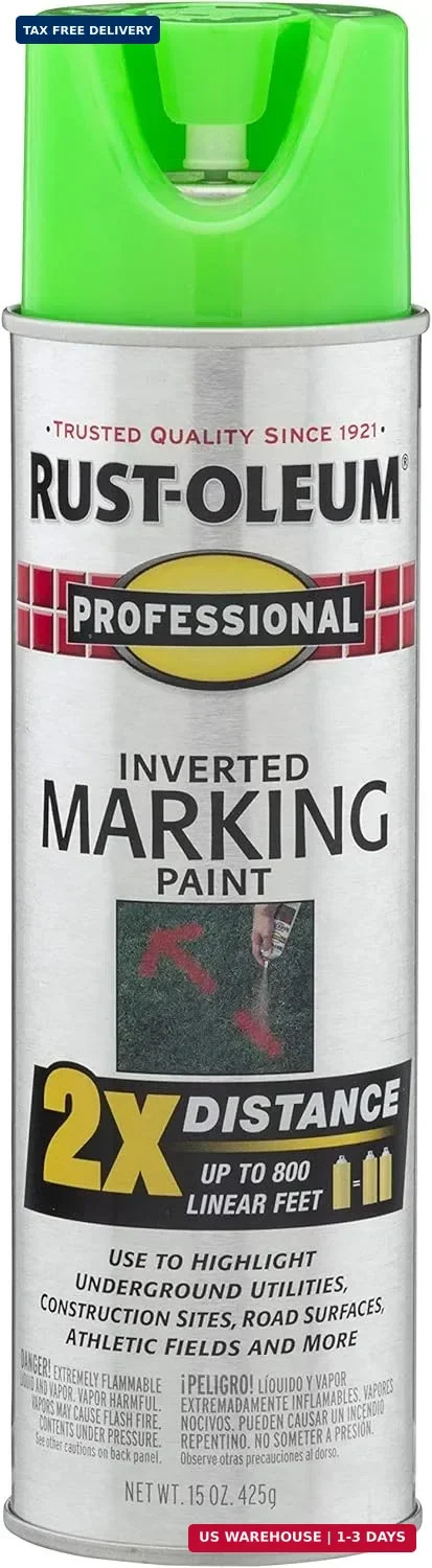 Rust-Oleum 266574 Professional 2X Distance Inverted Marking Spray Paint, 15 oz,
