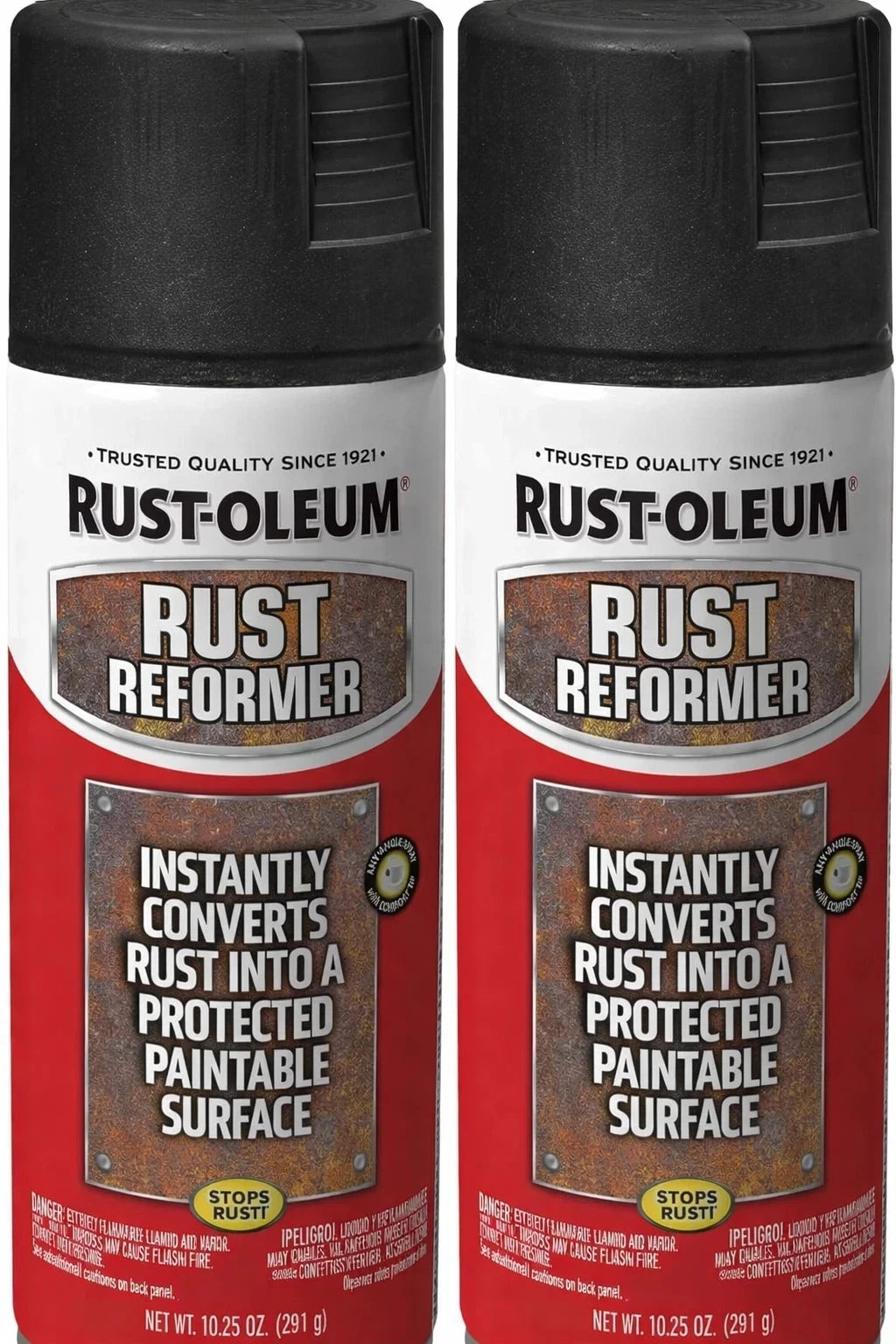 2 pack Rust-Oleum Stops Rust Converter Reformer Spray Flat Black Finish 10.25 oz