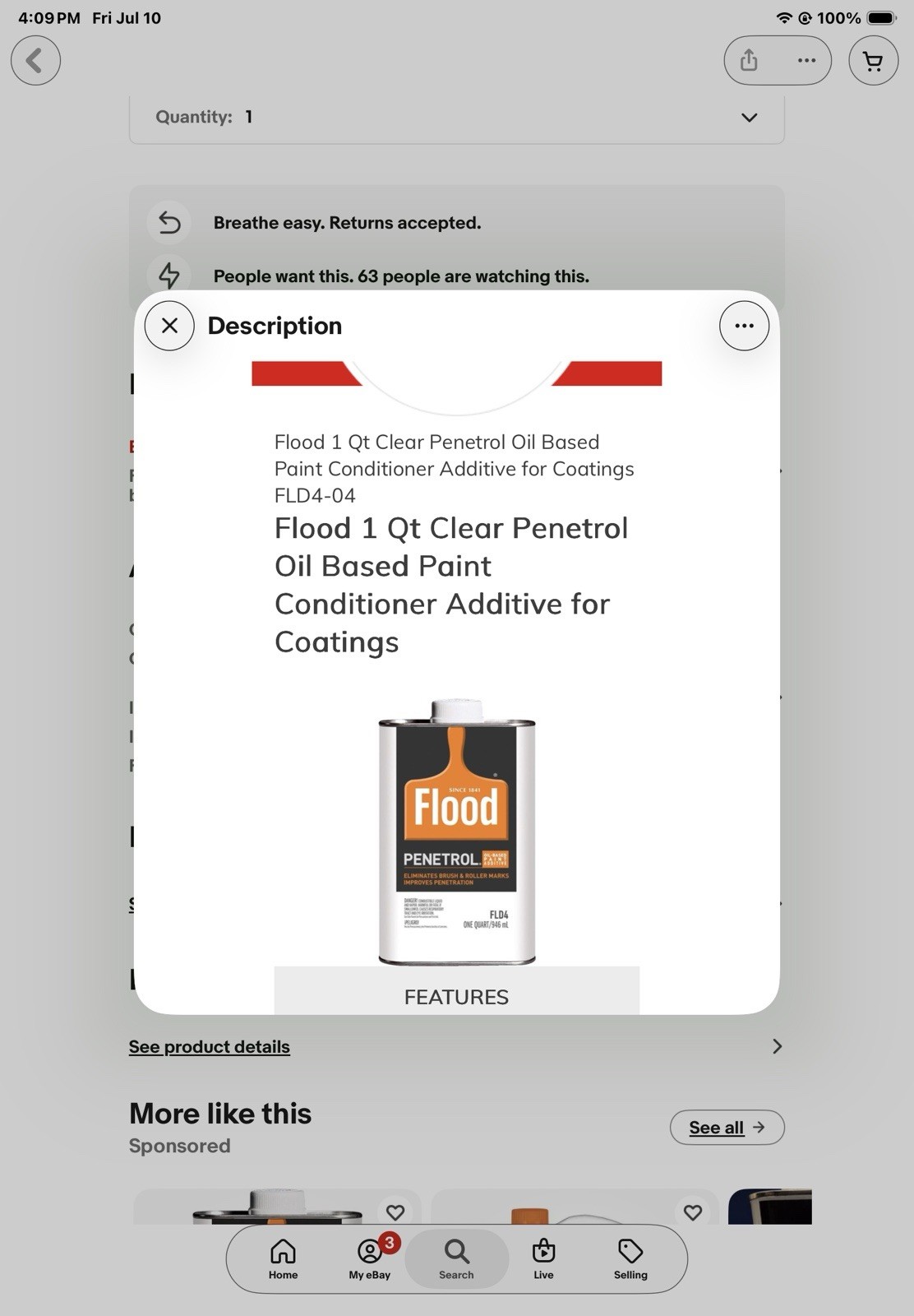 Flood Penetrol Oil-Based Paint Additive, FLD4, 1 Quart (946 mL) 4 quarts total