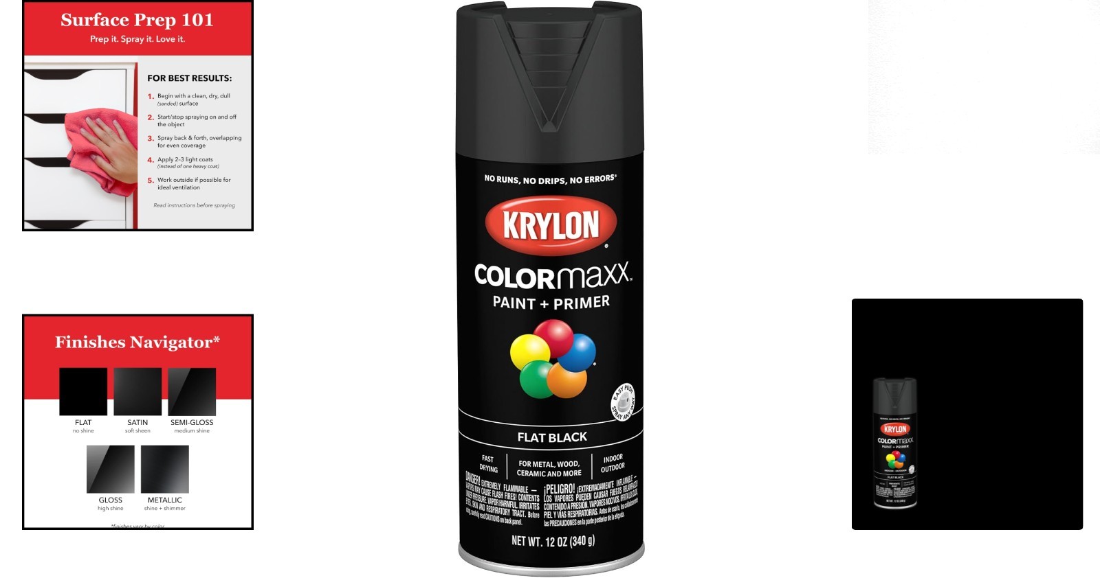 Versatile COLORmaxx Flat Black Spray Paint – 12 oz for Up to 25 Sq. Ft. Coverage
