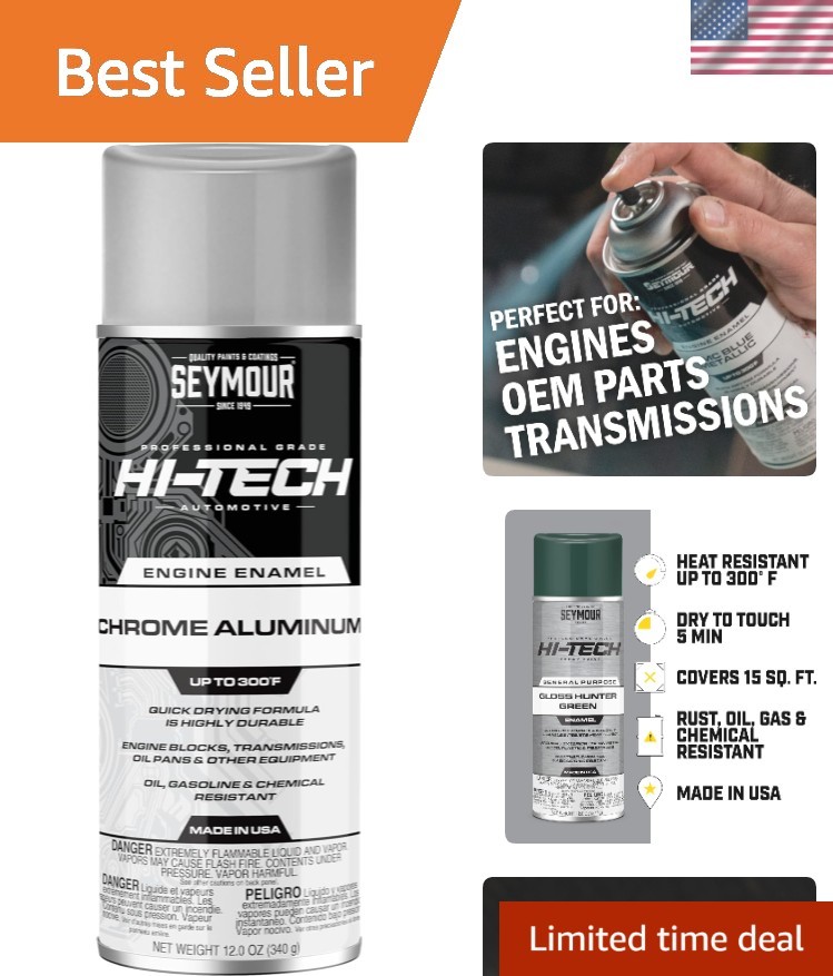 Durable 12oz Hi-Tech Engine Spray Paint – Chrome Aluminum, 300°F Heat Resistant