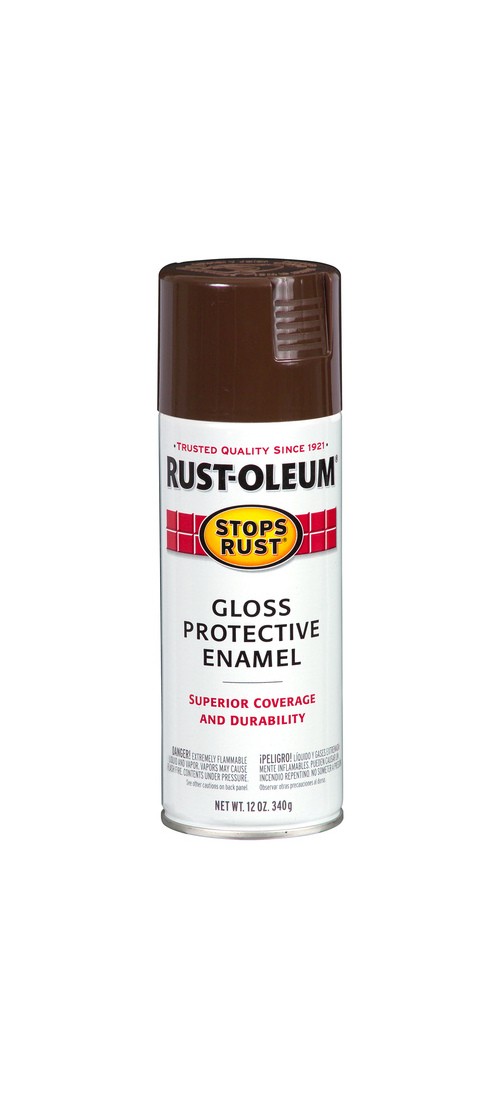 Enamel Protective Paint Stops Rust – Gloss Leather Brown 12-oz Spray