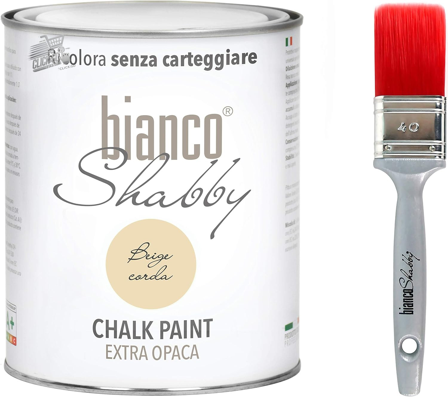 CHALK PAINT Vintage Shabby Chic Painting EXTRA MATTE Beige Rope 1 Liter Brush