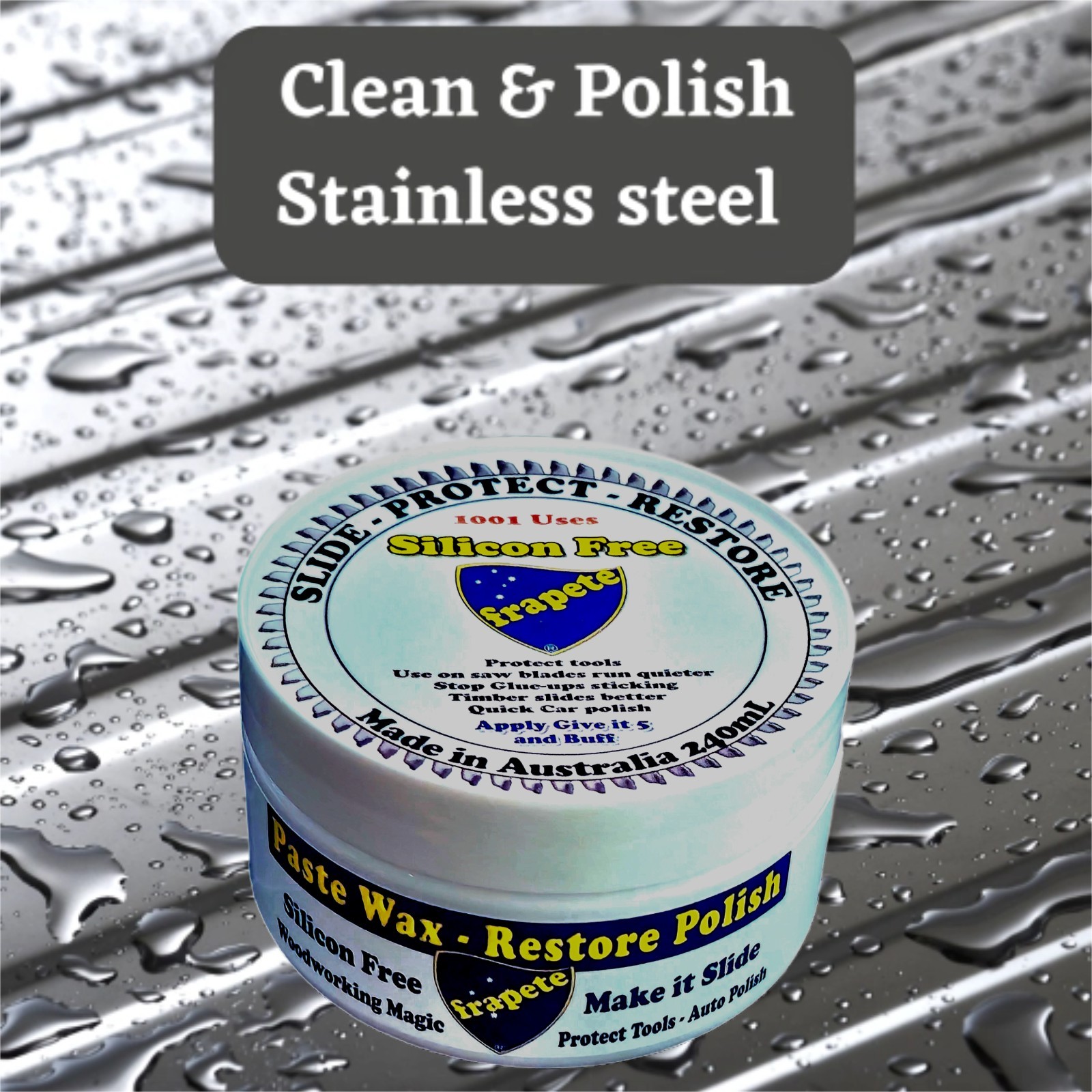 frapete SP Paste Wax Finish Polish 250mL Wood Metal Plastic Vinyl Cork Neutral