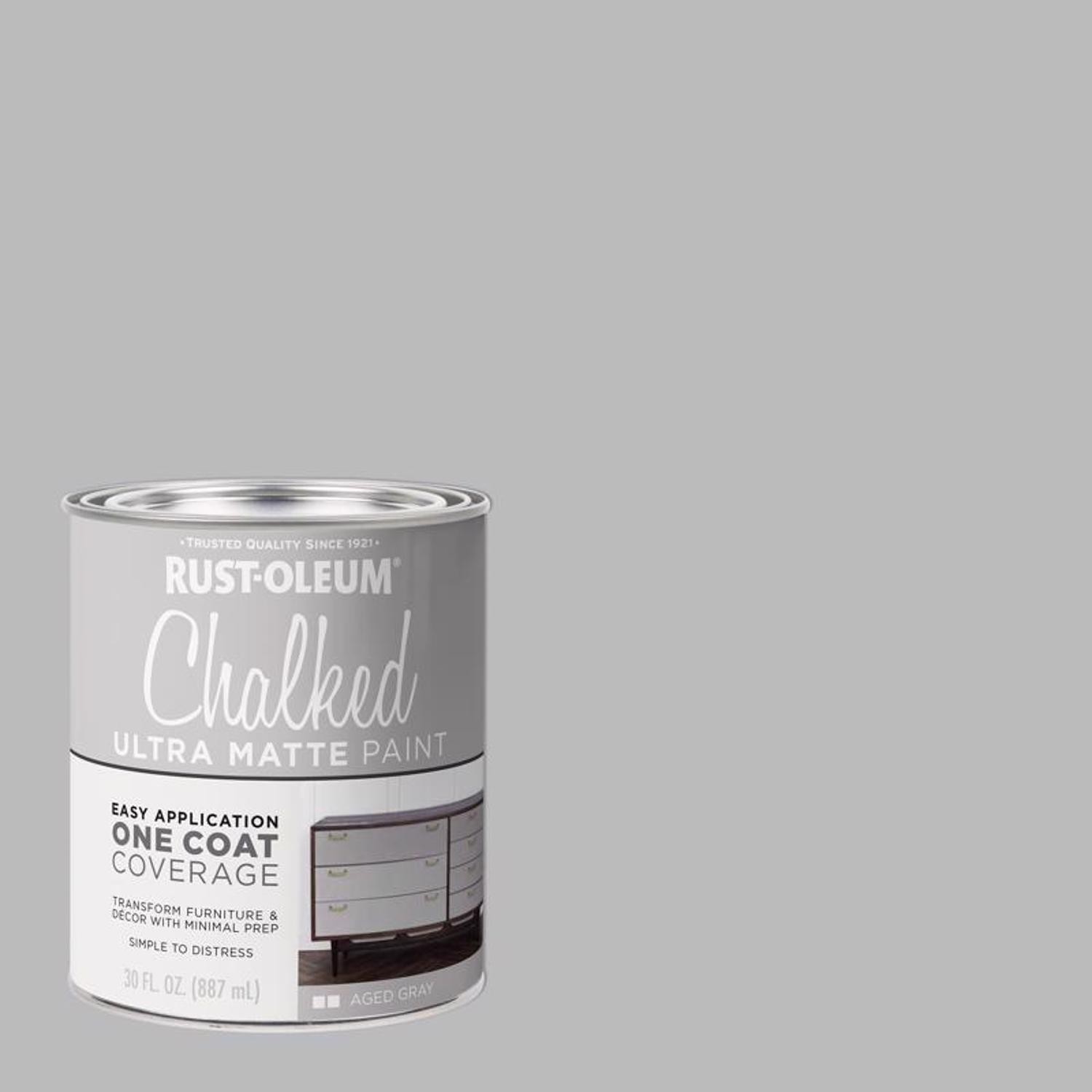 Rust-Oleum Ultra Matte Gray Water-Based Acrylic Chalk Paint 30oz (2-PACK)