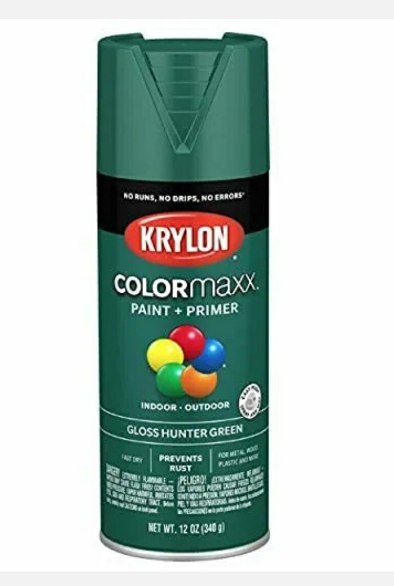 Krylon Spray Paint &Primer Gloss hunter green 12oz In Outdoors Rust Protection