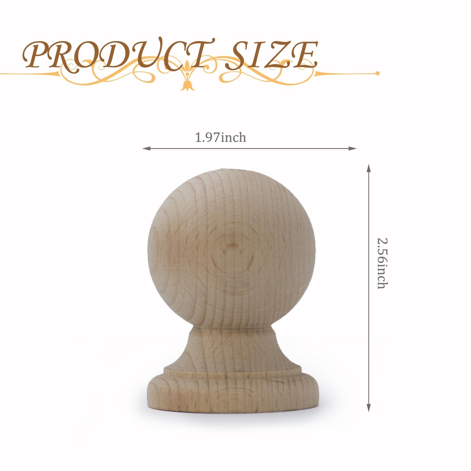 2Pack Decorative Unfinished Wood Finials3.14 Tall x 1.96″ Wide for Bed Post Fini