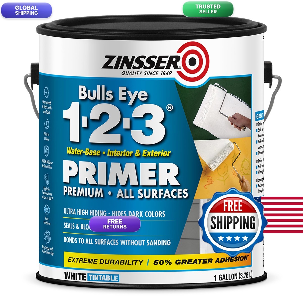 Zinsser 2001 Bulls Eye 1-2-3 All Surface Premiumr Gallon White