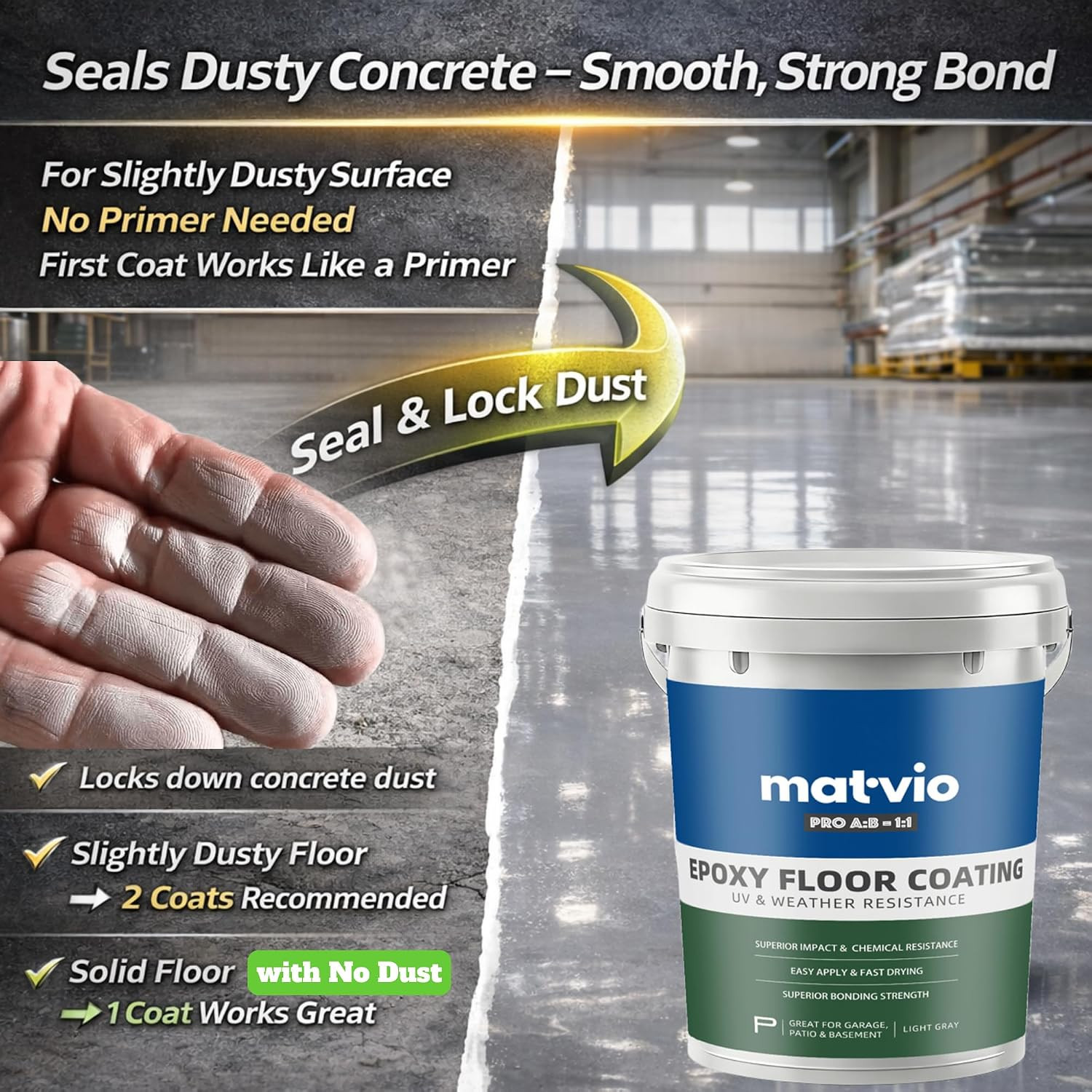 2-Part Epoxy Floor Coating | 1.06 Gal | 1:1 Mix Ratio | Low VOC, Garage & Baseme