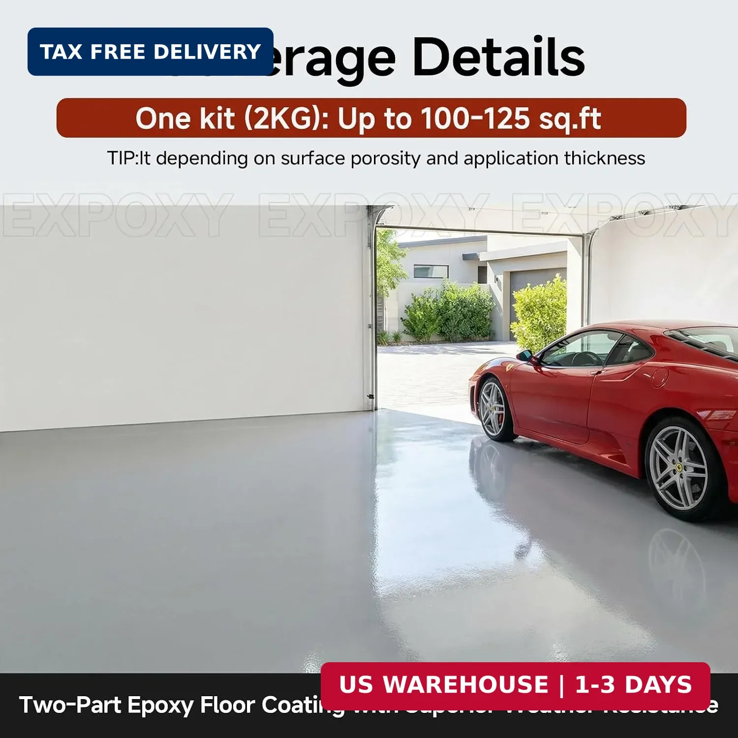 Garage Floor Epoxy Kit, 2K Epoxy Floor Paint with Tools, Epoxy Coating for Concr