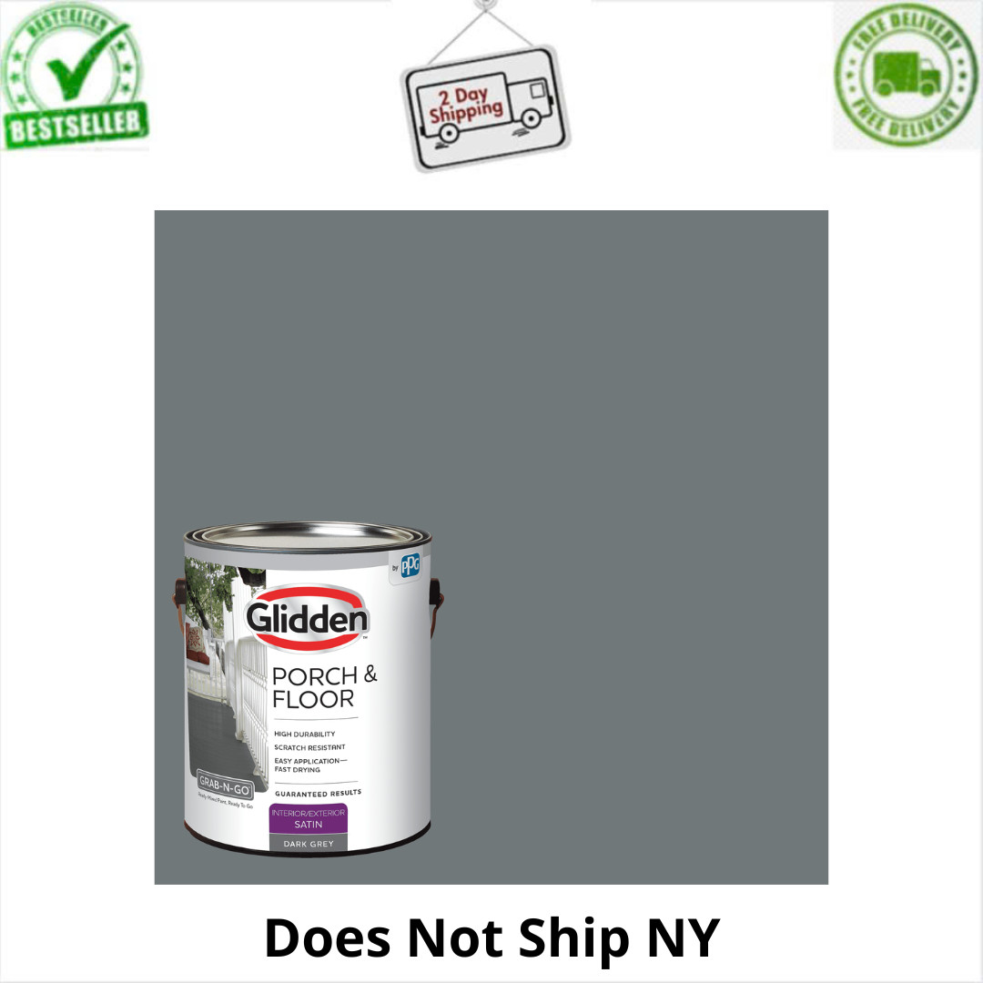 Glidden Porch & Floor Paint + Primer, Dark Gray Satin, Interior/Exterior, 1 Gal