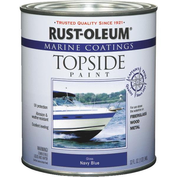 (4)-Qt Navy Blue RustOleum Marine Boat Topside Above Water Line Gloss Paint