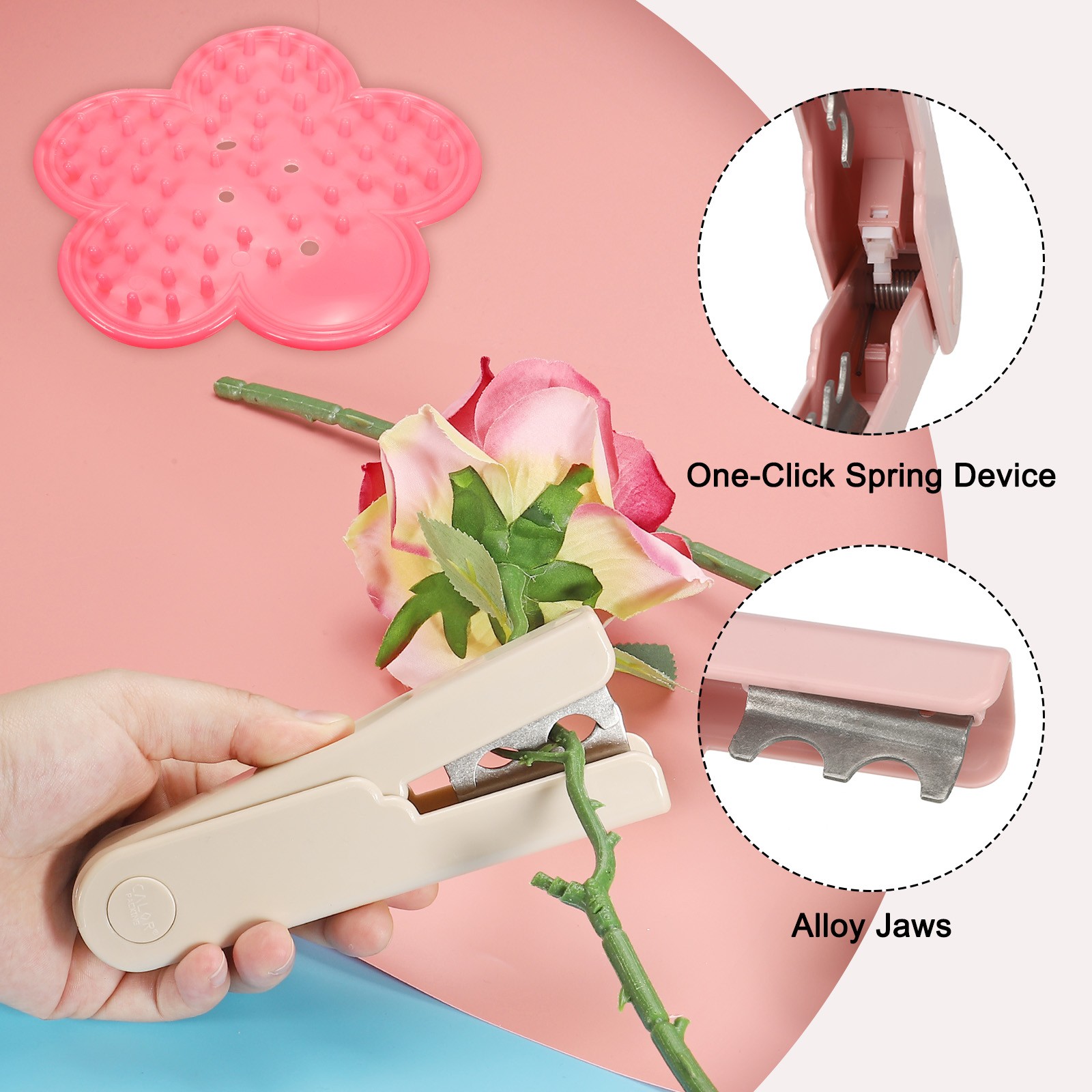 2pcs Rose Stem Leaf Thorn Stripper Remover Tool Stripper Kit Pink