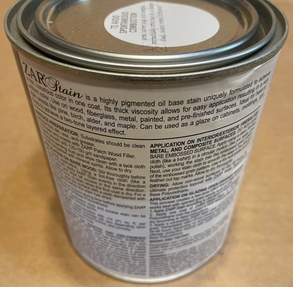 1 Qt Mink 128 Zar Interior Oil-Based Wood Stain