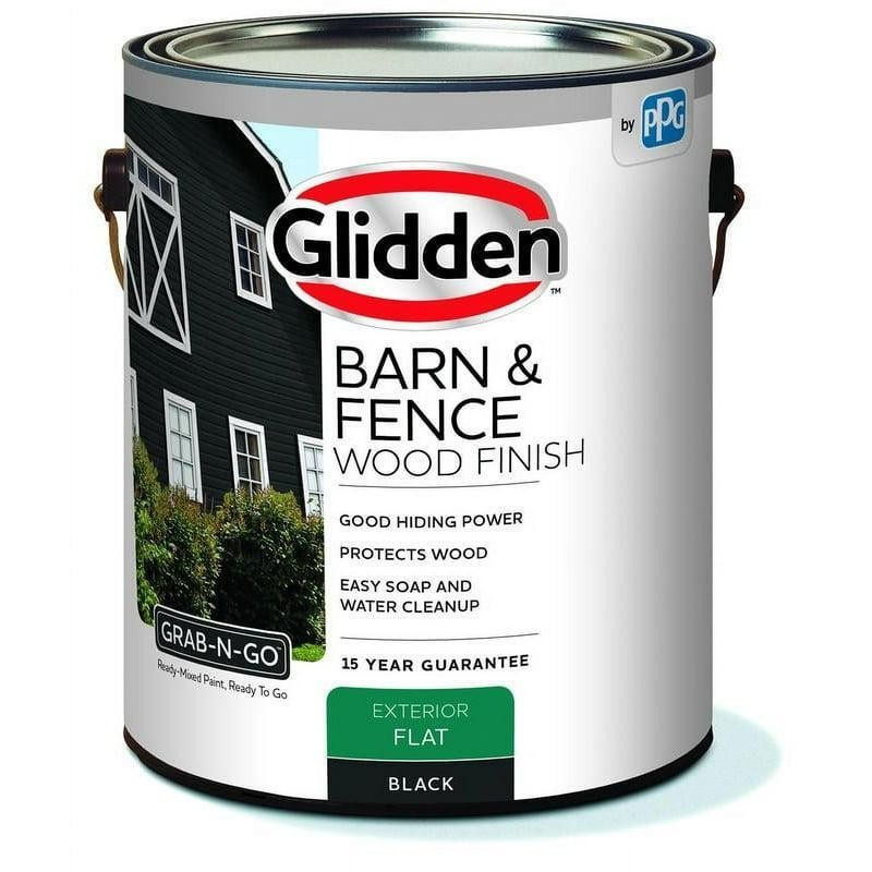 Black Flat Exterior Paint 1 Gallon Wood Metal Concrete Fence Barn Coverage New